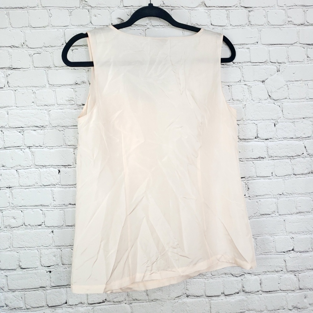 Ann Taylor blush silk tank with floral design  szM - Picture 4 of 6